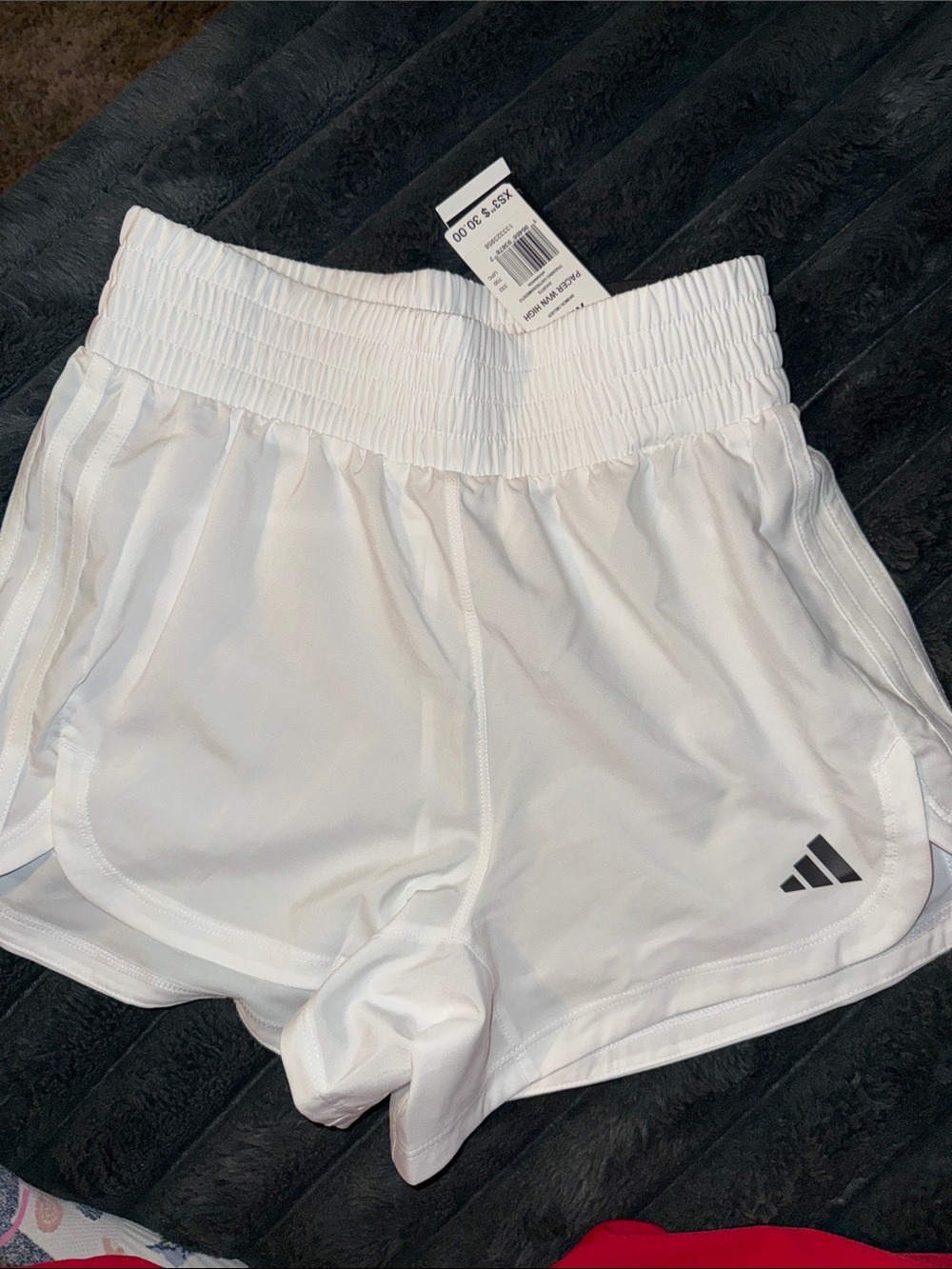 adidas White Women's Athletic Shorts with Elastic Smocked Waist